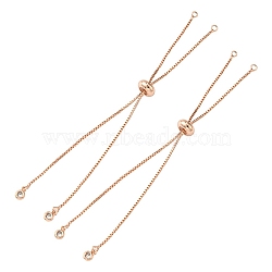 Rack Plating Brass Box Chain Slider Bracelets, with Cubic Zirconia Charm, Long-Lasting Plated, for Adjustable Link Bracelet Making, Rose Gold, Single Chain Length: about 11.5~12cm(MAK-YW0001-04RG)