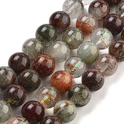 Natural Four Seasons Lodolite Quartz Beads Strands, Round, 10mm, Hole: 1mm, about 37pcs/strand, 15.43''(39.2cm)(G-Z063-A02-02)