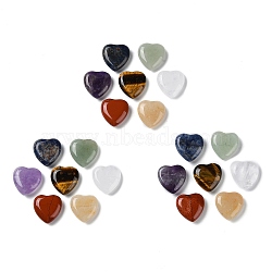 7Pcs 7 Styles Natural Mixed Gemstone Heart Palm Stones, Chakra Crystal Pocket Stone for Reiki Balancing Meditation Home Decoration, 20.5x20x7mm, 1pc/style(G-M416-12)