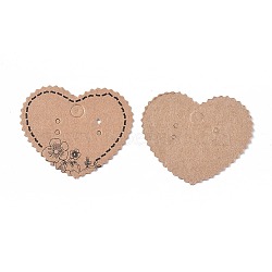 Paper Earring Display Cards, Heart, BurlyWood, 42x51x0.5mm, 100pcs/bag(DIY-WH0146-66)