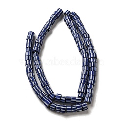 Handmade Lampwork Beads, Column with Stripe, Blue, 7x4mm, Hole: 2mm, about 103~134pcs/strand, 25.59~26.38''(65~67cm)(LAMP-B023-07B-19)