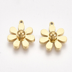 Ion Plating(IP) 304 Stainless Steel Charms, Flower, Golden, 11x9.5x4mm, Hole: 0.8mm(X-STAS-S107-26B)