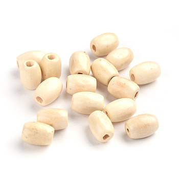 Lead Free Natural Wood Beads, Oval, Nice for Children's Day Gift Making, Dyed, Beige, 12x8mm, Hole: 3mm, about 3840pcs/1000g