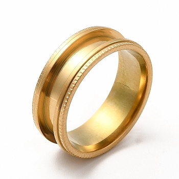 201 Stainless Steel Grooved Finger Ring Settings, Ring Core Blank, for Inlay Ring Jewelry Making, Golden, Inner Diameter: 20mm, Groove: 3.7mm