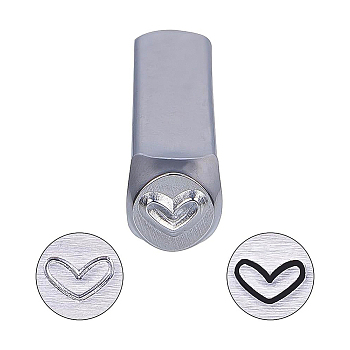 Iron Metal Stamps, for Imprinting Metal, Wood, Leather, Heart Pattern, 64.5x10x10mm