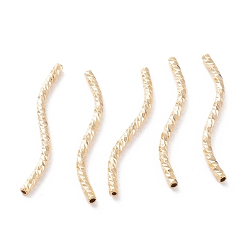 Brass Tube Beads, Long-Lasting Plated, Curved Beads, Real 24K Gold Plated, 34x2mm, Hole: 1.2mm