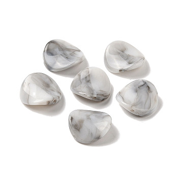 Two Tone Opaque Acrylic Beads, Imitation Gemstone, Flat Round, Light Grey, 21x20.5x5.5mm, Hole: 1.8mm, about 310pcs/500g