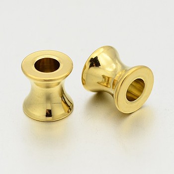 Column 304 Stainless Steel European Beads, Large Hole Beads, Golden, 8x8mm, Hole: 4mm