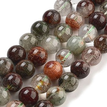 Natural Four Seasons Lodolite Quartz Beads Strands, Round, 10mm, Hole: 1mm, about 37pcs/strand, 15.43''(39.2cm)