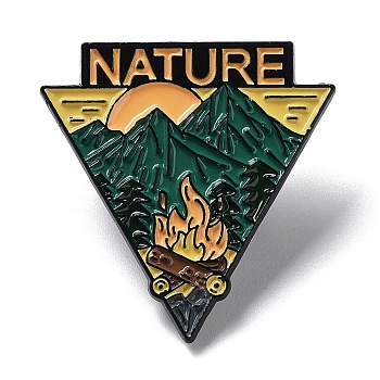 Outdoor Camping Theme Mountain Pattern Enamel Pin, Black Zinc Alloy Brooches for Backpack Clothes, Colorful, 30x29x1mm