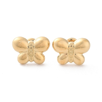 304 Stainless Steel Stud Earrings, Butterfly, Real 14K Gold Plated, 11.5x15.5mm