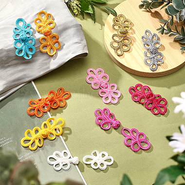 Nbeads 36pairs 9 colors Handmade Chinese Frogs Knots Buttons Sets(BUTT-NB0001-46)-2