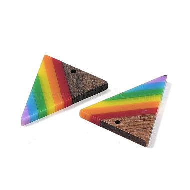 Rainbow Color Opaque Resin & Wood Pendants(WOOD-K012-13)-2