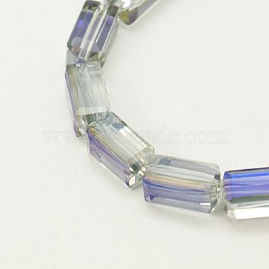 8mm Clear Cuboid Electroplate Glass Beads