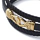 bracelets multibrins en cuir PU noir pour hommes avec placage sous vide PVD(BJEW-K243-41G)-2