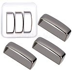 1 Set Alloy Belt Buckle Loop, Leather Belt Hardware, Rectangle, Gunmetal, 43x11.5x17mm, 3pcs/set(DIY-GF0005-80B)