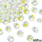 60Pcs Electroplate Glass Links Connectors, Faceted, Octagon, Clear AB, 14x14x7.5mm, Hole: 1.6mm(EGLA-YW0005-60H)