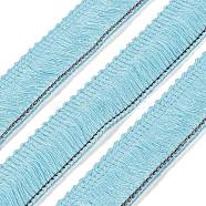 Polyester Ribbon, Fringe Lace Trim, Pale Turquoise, 7/8~1 inch(23~25mm), about 25m/card(OCOR-TAC0005-09N)