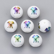 Electroplate Glass Beads, Round with Constellations Pattern, Multi-color Plated, Gemini, 10mm, Hole: 1.2mm(EGLA-S178-11D-08)
