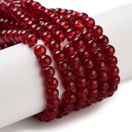 Crackle Glass Beads Strands, Round, Dark Red, 4mm, Hole: 1.1~1.3mm, about 200pcs/strand, 31.4 inch(CCG-Q001-4mm-18)