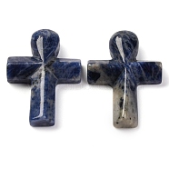 Natural Sodalite Pendants, Cross, 35.5x24.5x4mm, Hole: 1.6mm(G-B122-02C)