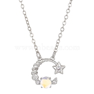 Constellation Rhinestone Pendant Necklace, Platinum Brass Star Necklace, Scorpio, 16.14~19.69 inch(41~50cm)(PW-WG94542-08)