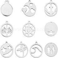 Unicraftale 304 Stainless Steel Pendants, Laser Cut, Flat Round, Stainless Steel Color, 14~18x14~16x1mm, Hole: 1~1.6mm, 60pcs/box(STAS-UN0011-83P)