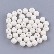 Opaque Plastic Beads, Round, Creamy White, 6x5.5mm, Hole: 1.8mm, about 4790pcs/500g(KY-T005-6mm-619)