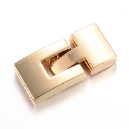 Alloy Snap Lock Clasps, Rectangle, Light Gold, 33x16x5mm, Half Hole: 14x3mm(PALLOY-T007-07KC)
