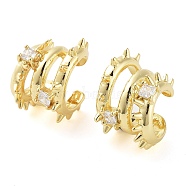Brass Micro Pave Cubic Zirconia Cuff Earrings for Women, Spike, Real 18K Gold Plated, 19.5x13.5mm(EJEW-D086-11G)