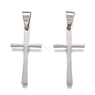 304 Stainless Steel Pendants, Cross, Stainless Steel Color, 32.5x17x1.5mm, Hole: 4.5x8mm(STAS-J036-112P)