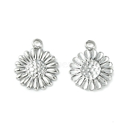 304 Stainless Steel Charms, Flower Charms, Stainless Steel Color, 11.5x9.5x1.3mm, Hole: 1.5mm(STAS-L269-062P)