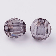 Transparent Acrylic Beads, Faceted, Round, Gray, 8mm, Hole: 1.5mm(X-DB8mmC-46)