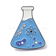 Alloy Enamel Chemical Test Bottle Brooches, with Enamel Pin, Blue, 27.5x22x11mm(JEWB-K004-40)