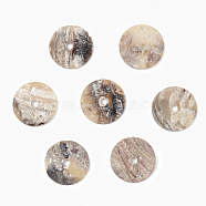 Natural Akoya Shell Beads, Mother of Pearl Shell Beads, Flat Round, Camel, 10x1~2mm, Hole: 1.4mm(SHEL-R048-028B)