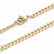 Men's 304 Stainless Steel Diamond Cut Cuban Link Chain Necklaces, with Lobster Claw Clasps, Golden, 16.02 inch(40.7cm)(NJEW-L173-014-G)