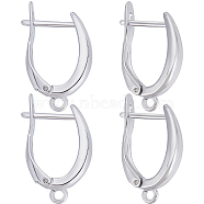 10Pcs Brass Hoop Earring Findings, Latch Back with Loops, Nickel Free, Real Platinum Plated, 18 Gauge, 21x12x3.5mm, Hole: 1.5mm, Pin: 1mm(KK-BBC0013-88)