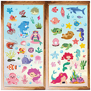 8 Sheets 8 Styles PVC Waterproof Wall Stickers, Self-Adhesive Decals, for Window or Stairway Home Decoration, Marine Animal, 200x145mm, 1 sheet/style(DIY-WH0345-203)