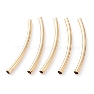 Brass Tube Beads, Long-Lasting Plated, Curved Beads, Tube, Real 24K Gold Plated, 30x2mm, Hole: 1.5mm(X-KK-Y003-89B-G)