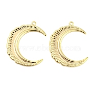 Brass Pendants, Moon Charms, Real 18K Gold Plated, 27x21.5x1mm, Hole: 1mm(KK-L208-27G)