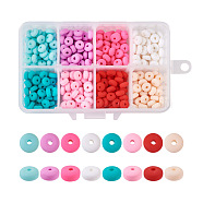 400Pcs 8 Colors Handmade Polymer Clay Beads, for DIY Jewelry Crafts Supplies, Flat Round, Mixed Color, 6x3mm, Hole: 1.5mm, 50pcs/color(CLAY-PJ0001-01)