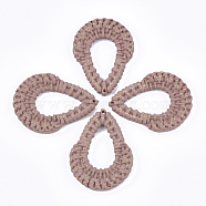 Resin Pendants, Imitation Woven Rattan Pattern, teardrop, Rosy Brown, 41.5~42x31x5.5mm, Hole: 1.2mm(RESI-S378-04B-09)