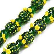 Handmade Bumpy Lampwork Beads Strands, Cactus, Dark Green, 21~22x16~17x16~17mm, Hole: 1.5mm, about 20pcs/strand, 16.54 inch(42cm)(LAMP-T017-02)