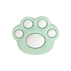 Bear Paw Food Grade Eco-Friendly Silicone Focal Beads, Chewing Beads For Teethers, Light Green, 28.5mm(PW-WG35619-02)