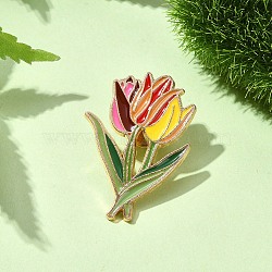 Tulip Enamel Pins, Alloy Brooches for Backpack Clothes, Colorful, 34.5x24x10mm(JEWB-P045-02A-G)