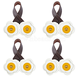 4Pcs PU Leather Flower Pendant Decorations, with Alloy Finding, for Bag Ornaments, White, 228x46x7.5mm(AJEW-FH0009-99B)