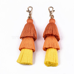 Polycotton(Polyester Cotton) Tassel Big Pendant Decorations, with Light Gold Plated Alloy Swivel Lobster Claw Clasps, Cadmium Free & Lead Free, Colorful, 165~170mm(FIND-S302-14B)