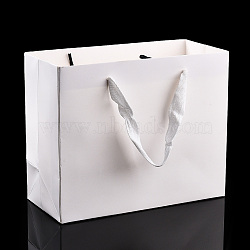 Rectangle Paper Bags with Rope Handles, for Gift Bags and Shopping Bags, White, 27x8x21cm(CARB-L011-02B-06)