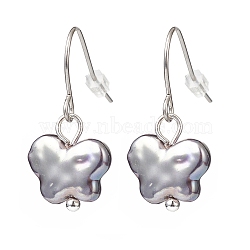 Plastic Pearl Butterfly Dangle Earrings, 304 Stainless Steel Jewelry for Women, Black, 27mm, Pin: 0.6mm(EJEW-JE05028-01)