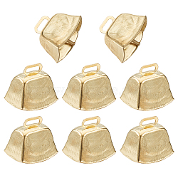 Iron Bell Pendants, Bell Charms, Golden, 32x42x36~40mm, Hole: 4x14mm(IFIN-WH0071-05C-G)
